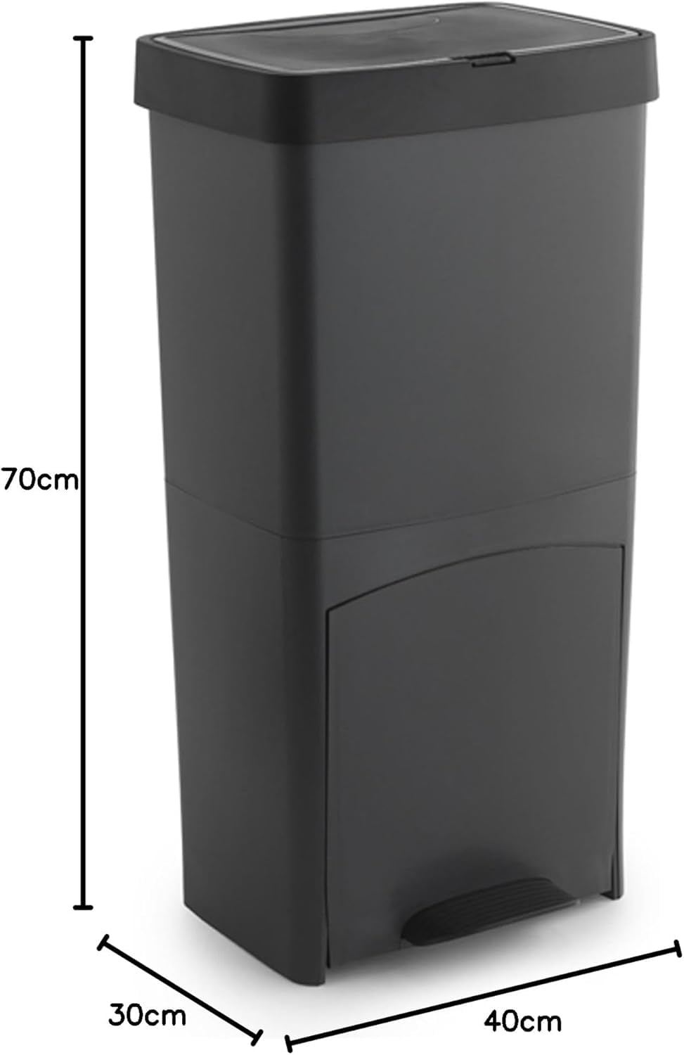 Cubo de Basura Reciclaje 70L con 2 Compartimentos Vertical Negro