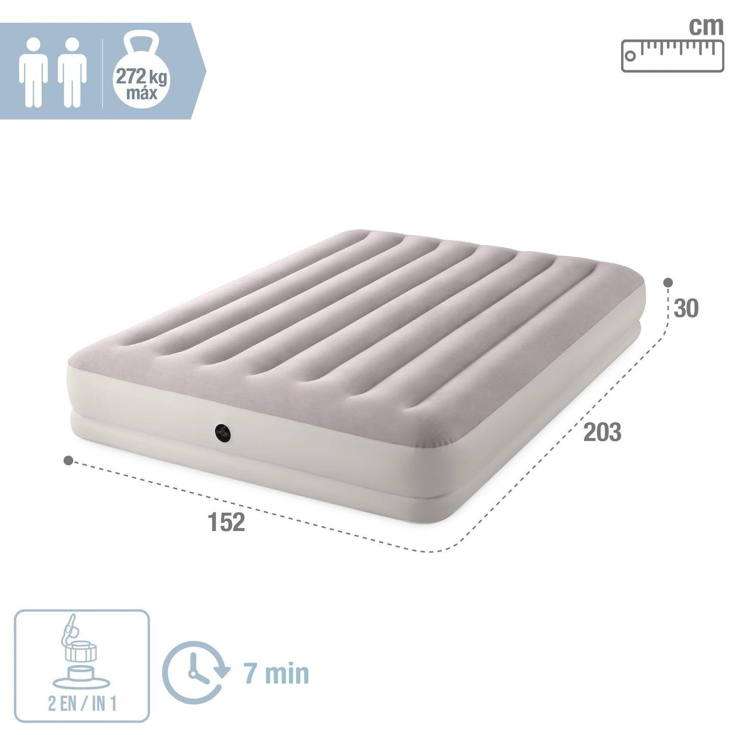 Intex Colchón Hinchable Doble 152x203 cm con Hinchador Eléctrico