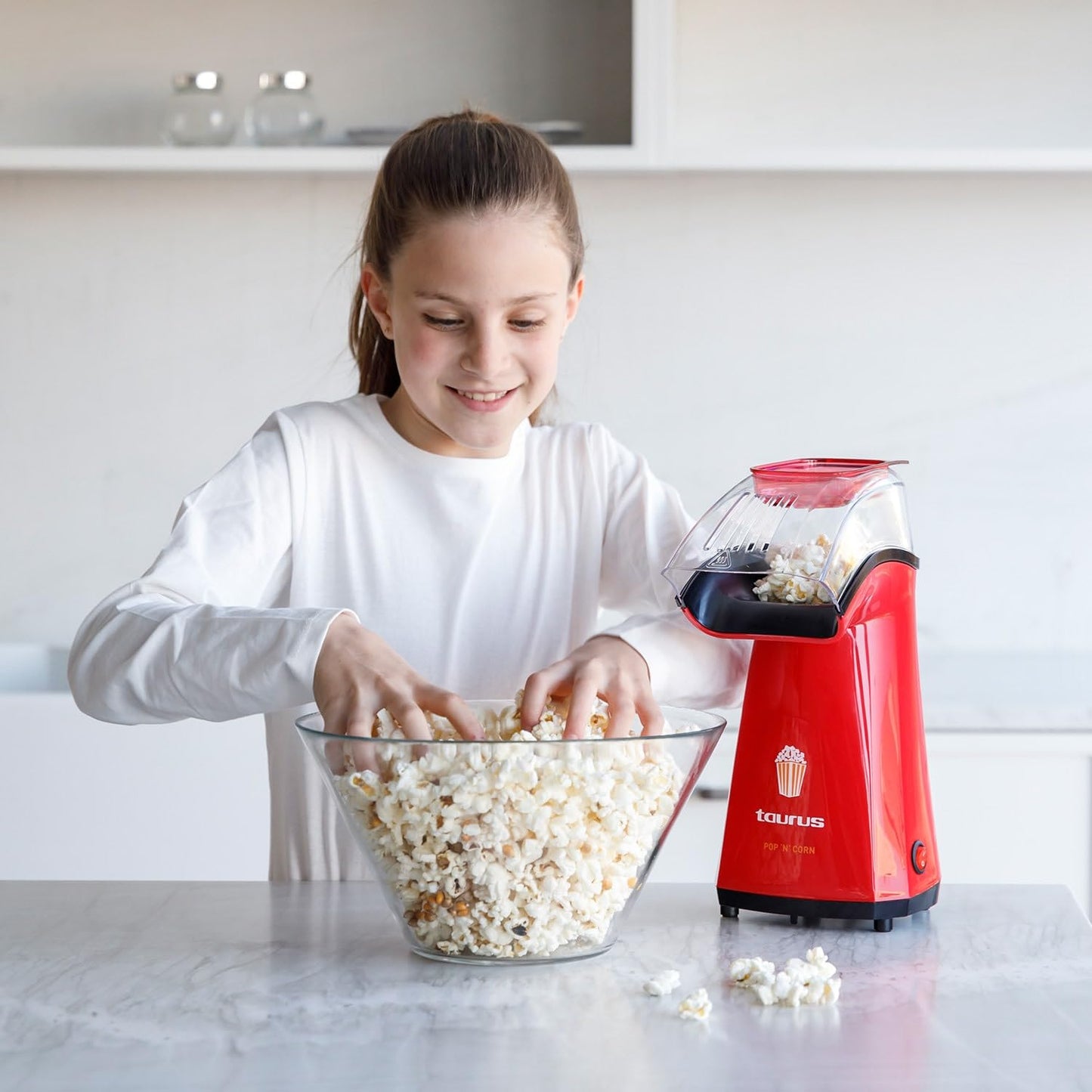 Taurus Palomitero Pop'N'Corn 1100W sin Aceite Rojo