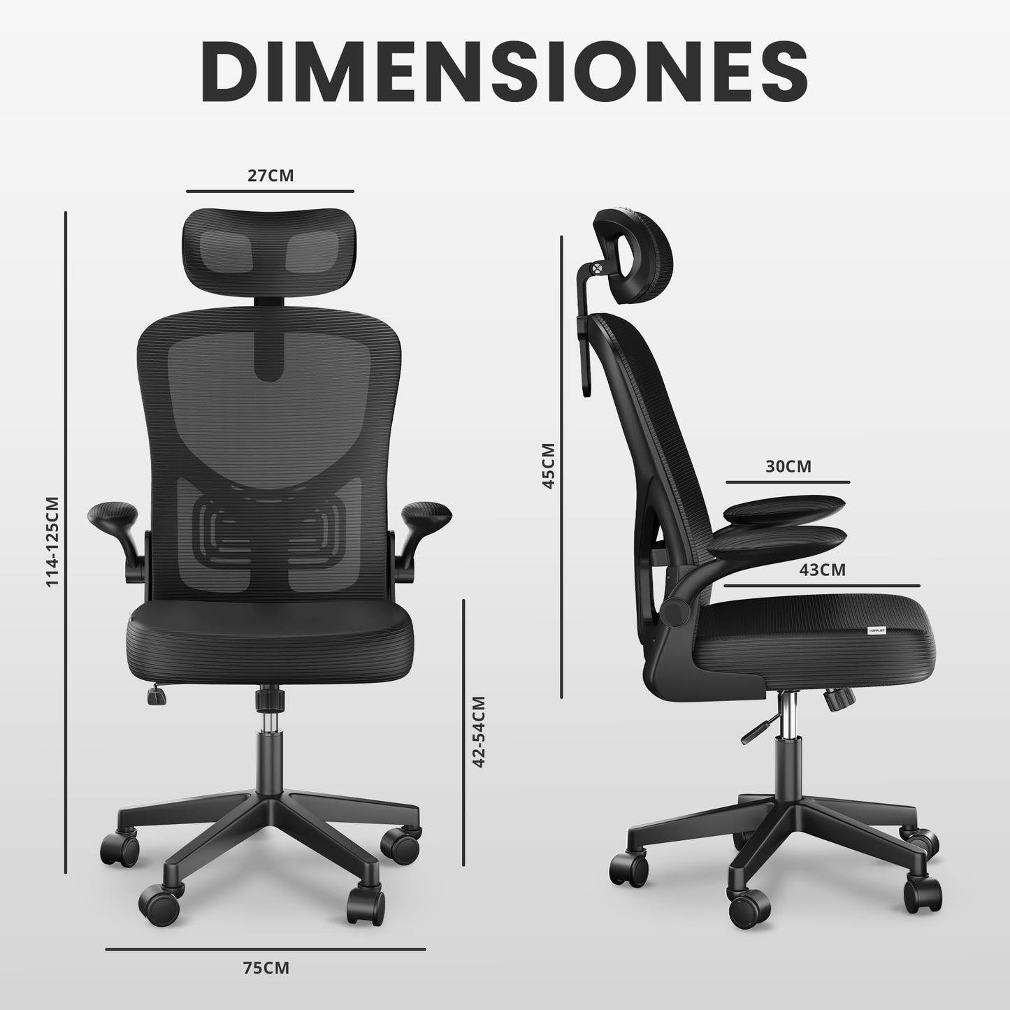 Silla Escritorio Ergonómica Reclinable con Soporte Lumbar y Ruedas