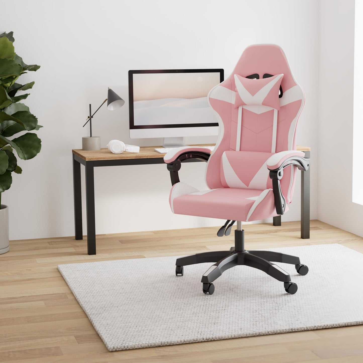 Silla Gaming Ergonómica Reclinable con Cojines Lumbar y Cervical