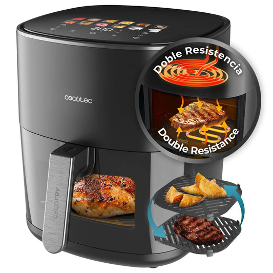 Cecotec Freidora Aire 6.5L Duoheat 6500 con Grill y 12 Menús