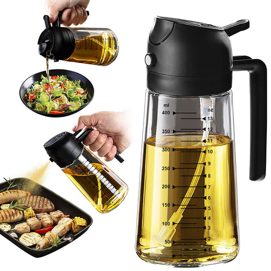 TrendPlain Pulverizador Aceite Cocina 470 ml Negro 2 en 1