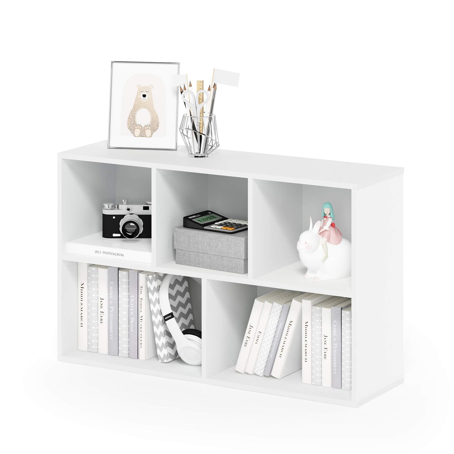 Furinno Luder Estantería Abierta de 5 Cubos Blanca