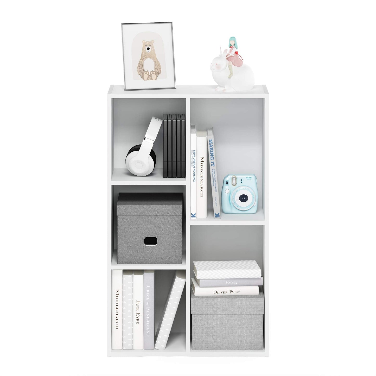 Furinno Luder Estantería Abierta de 5 Cubos Blanca
