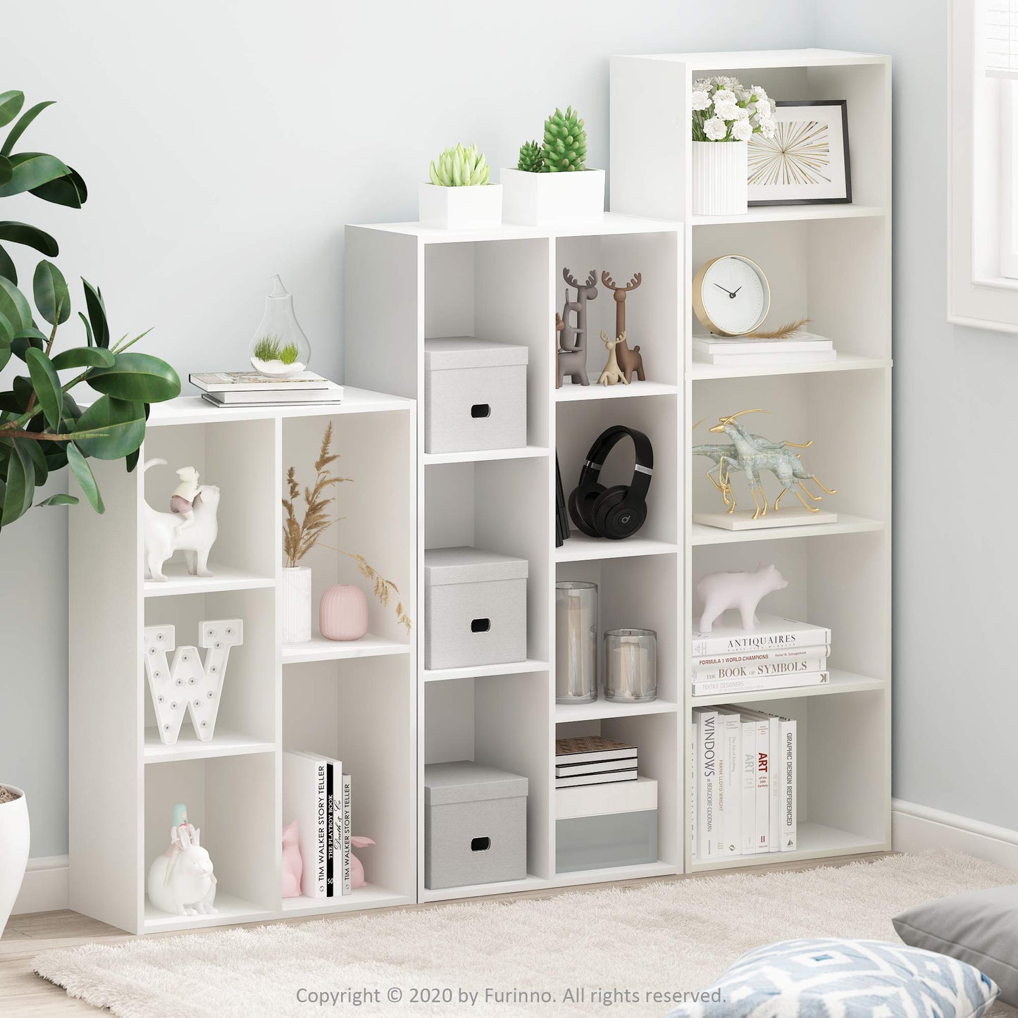 Furinno Luder Estantería Abierta de 5 Cubos Blanca