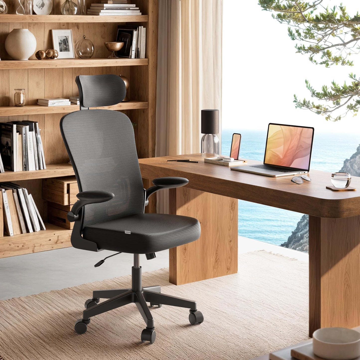 Silla Escritorio Ergonómica Reclinable con Soporte Lumbar y Ruedas