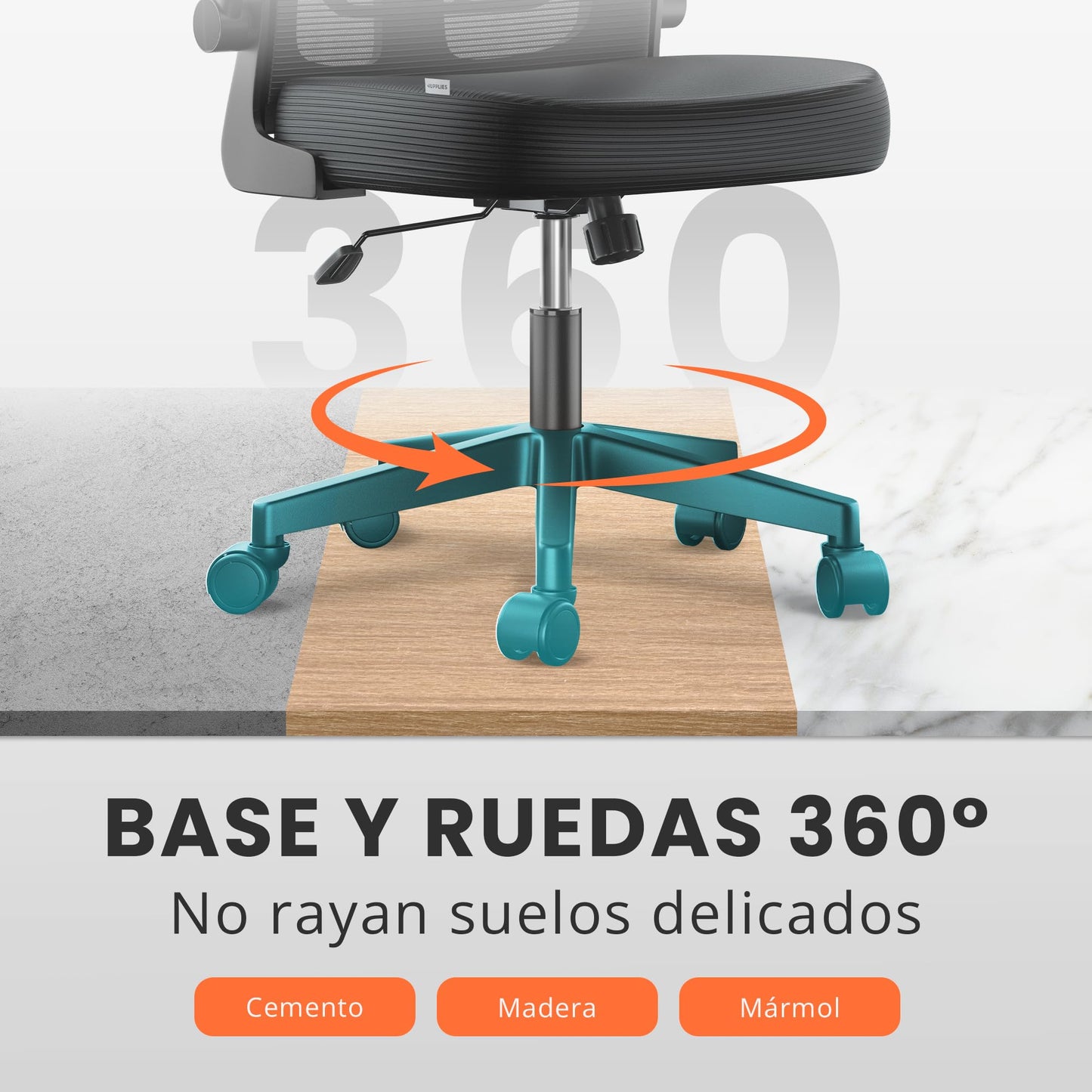Silla Escritorio Ergonómica Reclinable con Soporte Lumbar y Ruedas