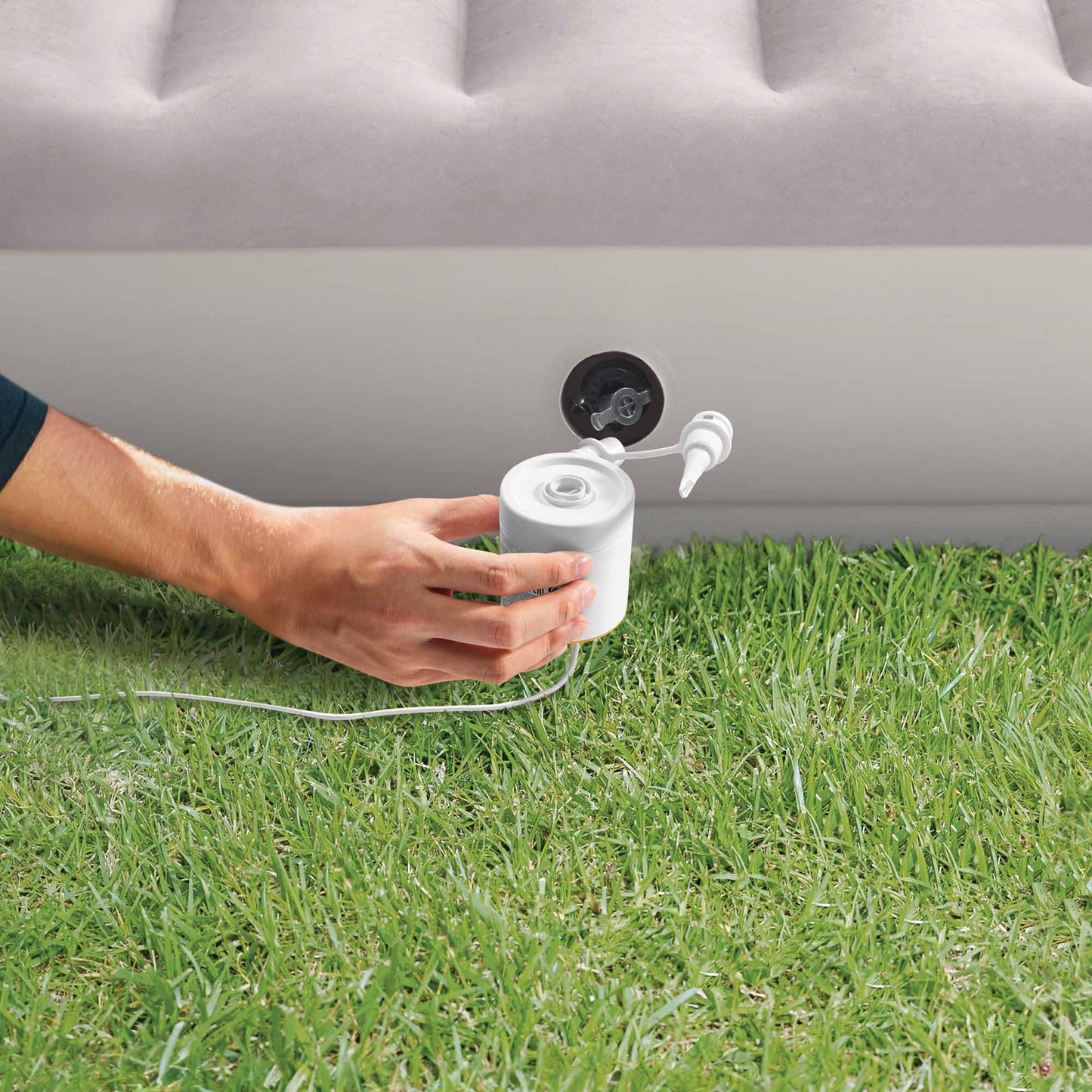 Intex Colchón Hinchable Doble 152x203 cm con Hinchador Eléctrico